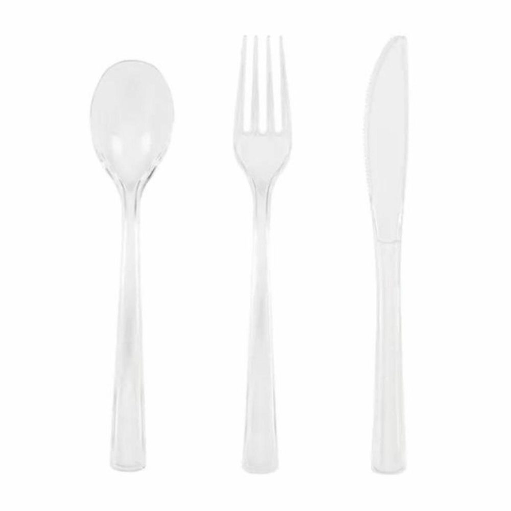 Cutlery & Utensils | Clear Reusable Plastic Cutlery (Pack Of 18) Catering & Kitchen Cutlery & Utensils