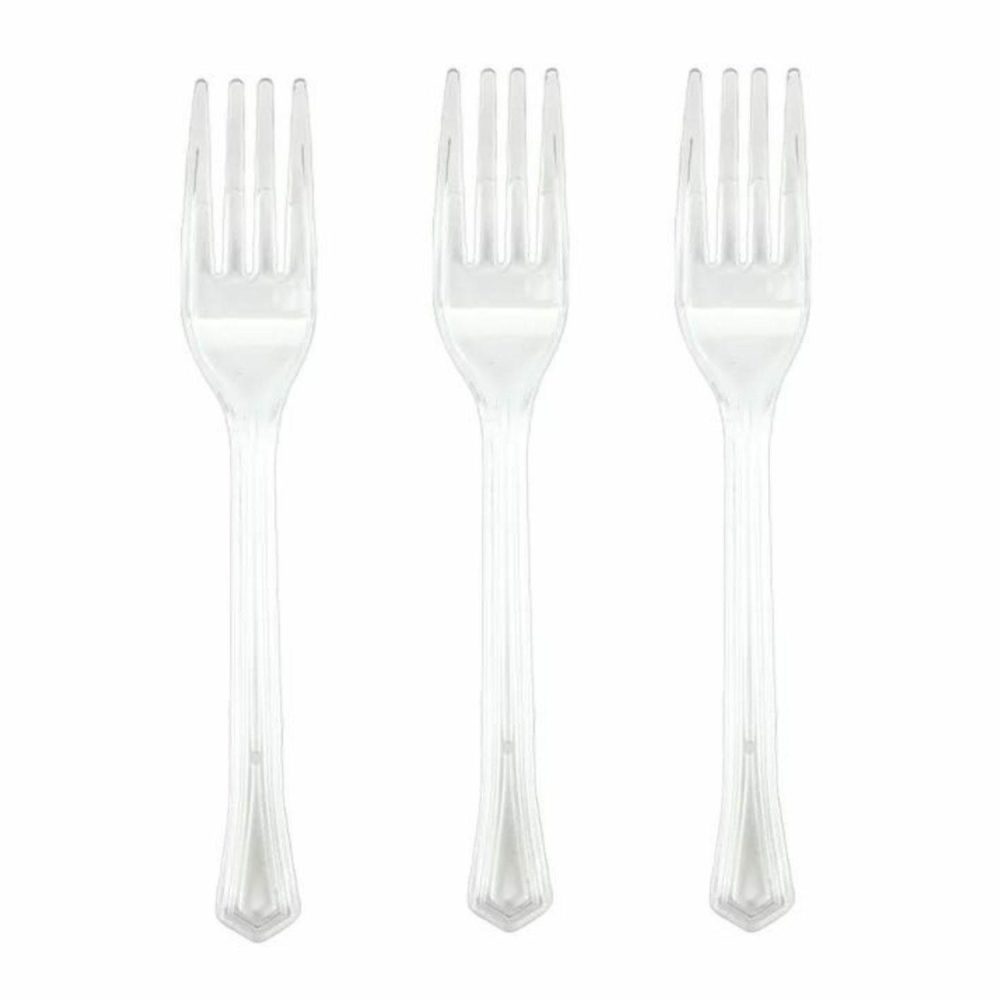 Cutlery & Utensils | Clear Reusable Plastic Forks (Pack Of 20) Catering & Kitchen Cutlery & Utensils