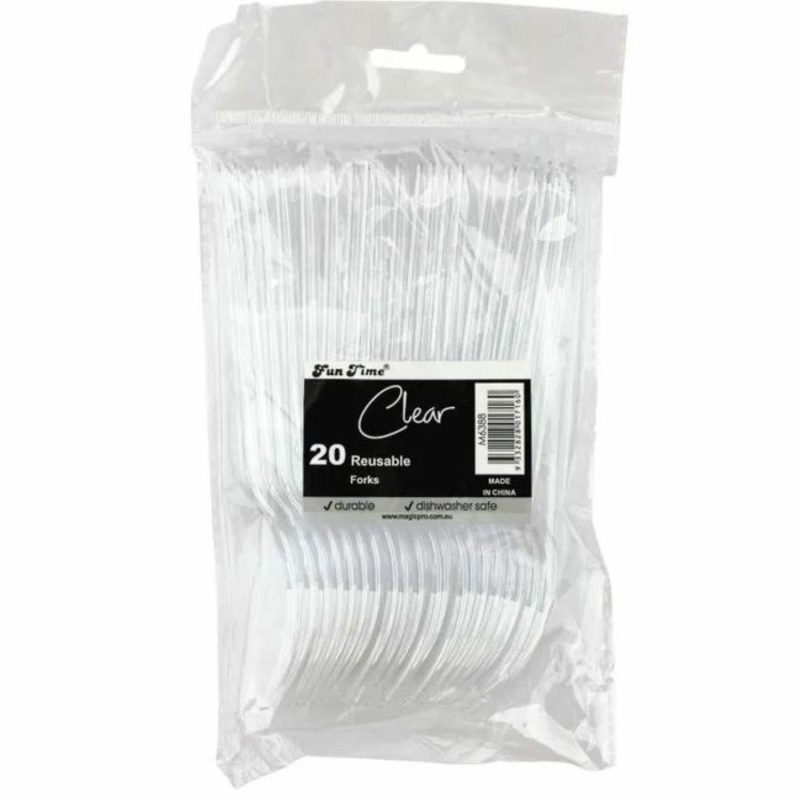 Cutlery & Utensils | Clear Reusable Plastic Forks (Pack Of 20) Catering & Kitchen Cutlery & Utensils