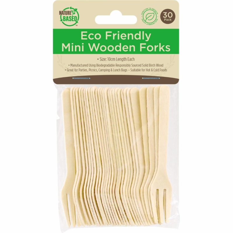 Cutlery & Utensils | Eco Mini Wooden Forks (Pack Of 30) Catering & Kitchen Cutlery & Utensils