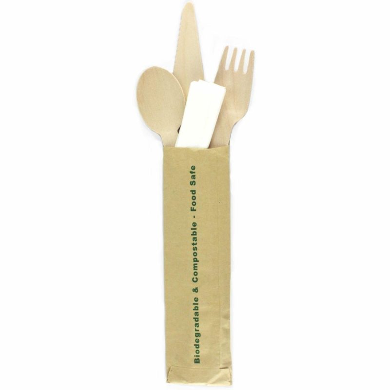 Cutlery & Utensils | Eco Wooden Cutlery And Napkin Set Catering & Kitchen Cutlery & Utensils