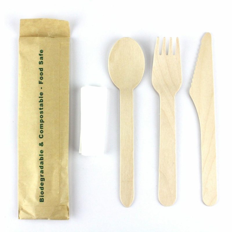 Cutlery & Utensils | Eco Wooden Cutlery And Napkin Set Catering & Kitchen Cutlery & Utensils