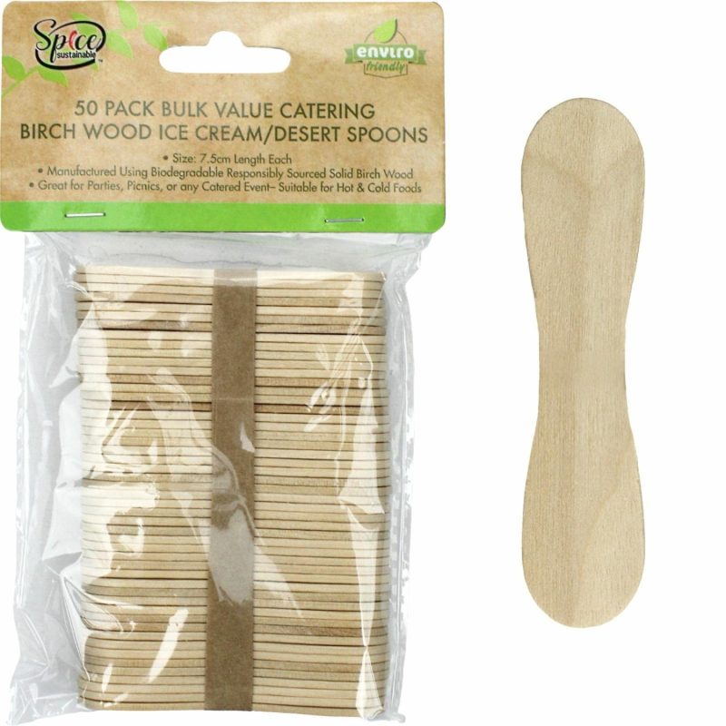 Cutlery & Utensils | Eco Wooden Ice Cream/Dessert Spoons (Pack Of 50) Catering & Kitchen Cutlery & Utensils