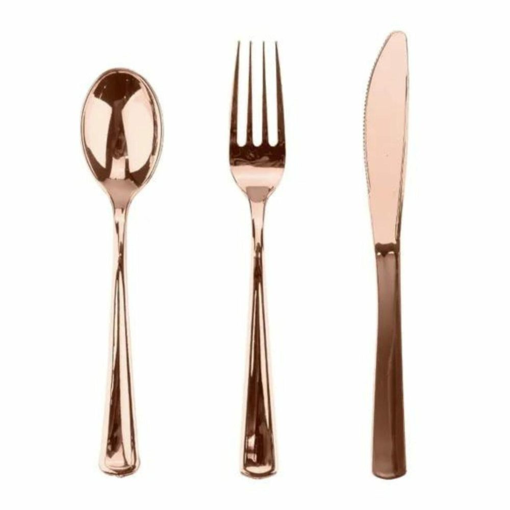 Cutlery & Utensils | Rose Gold Reusable Plastic Cutlery (Pack Of 18) Catering & Kitchen Cutlery & Utensils