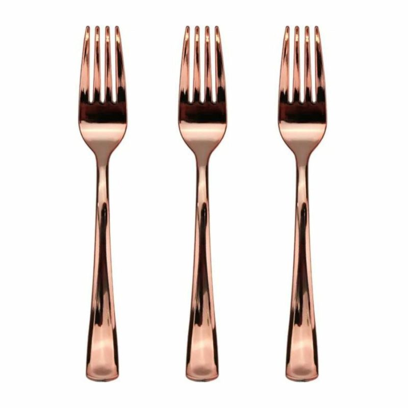 Cutlery & Utensils | Rose Gold Reusable Plastic Forks (Pack Of 12) Catering & Kitchen Cutlery & Utensils