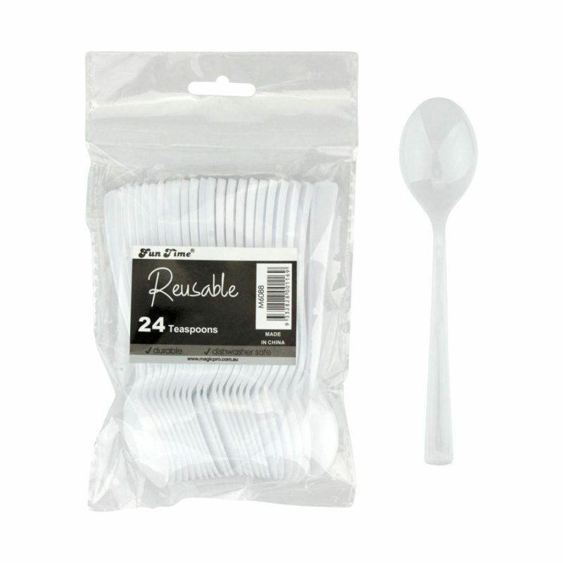 Cutlery & Utensils | White Plastic Reusable Teaspoons (Pack Of 24) Catering & Kitchen Cutlery & Utensils