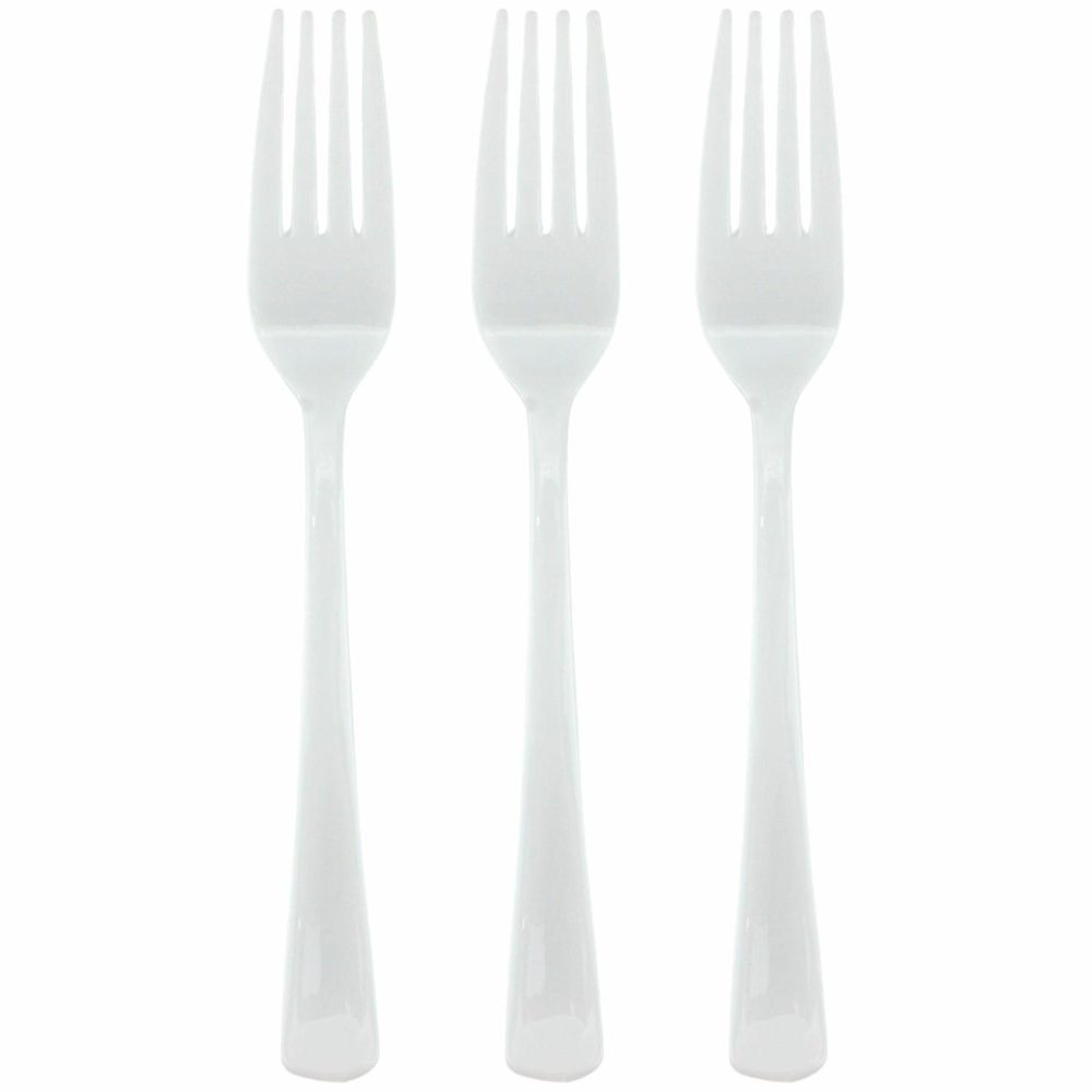 Cutlery & Utensils | White Reusable Plastic Forks (Pack Of 20) Catering & Kitchen Cutlery & Utensils