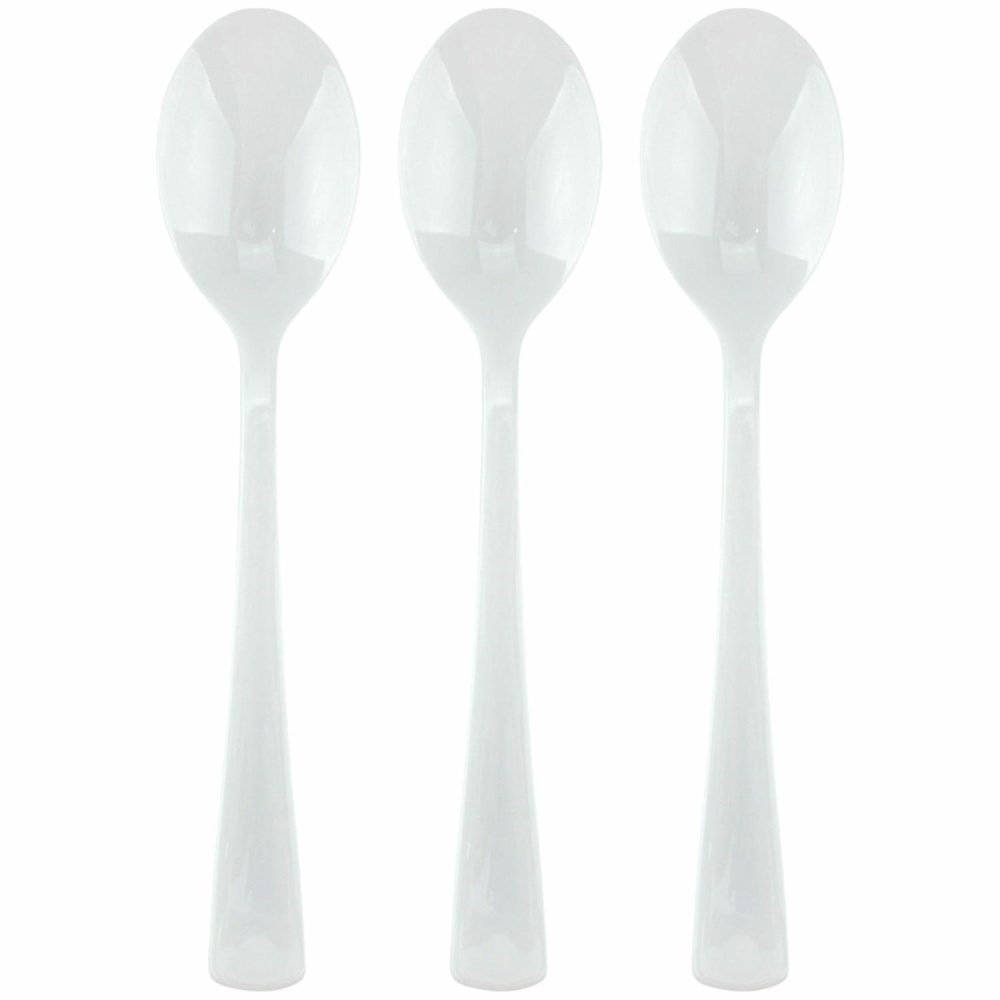 Cutlery & Utensils | White Reusable Plastic Spoons (Pack Of 20) Catering & Kitchen Cutlery & Utensils