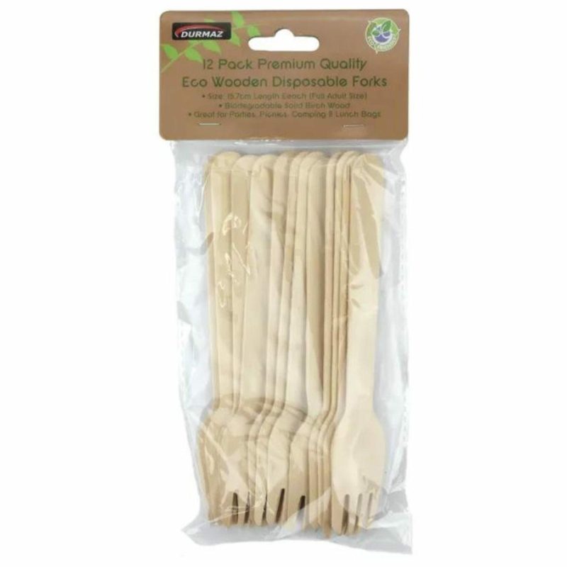 Cutlery & Utensils | Wooden Forks (Pack Of 12) Catering & Kitchen Cutlery & Utensils