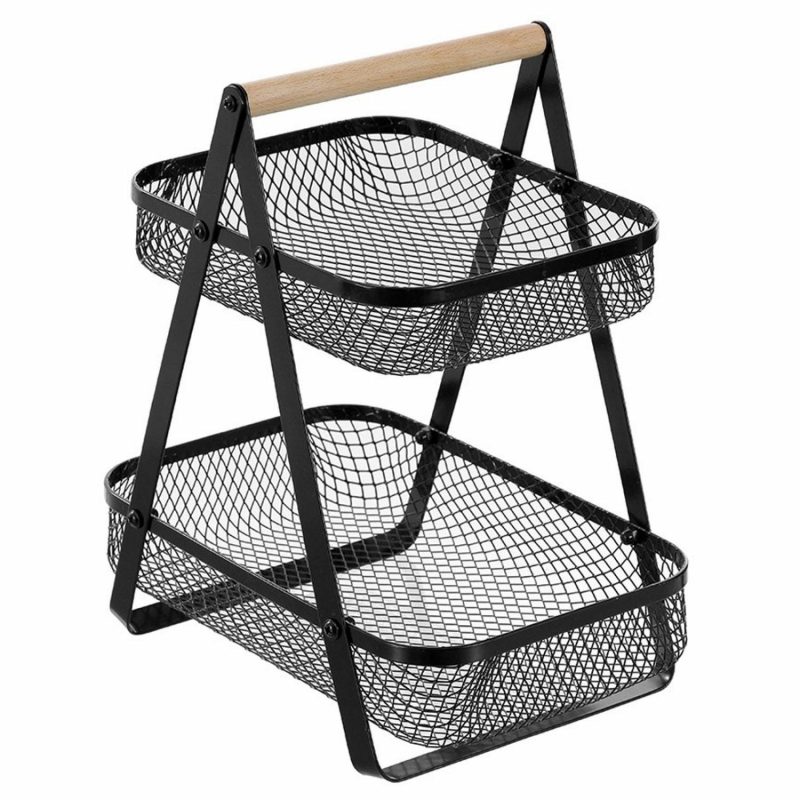 Dessert & Grazing Tables | Boxsweden Black Mesh 2 Tier Benchtop Stand 27Cm X 17Cm X 29Cm Decor Dessert & Grazing Tables