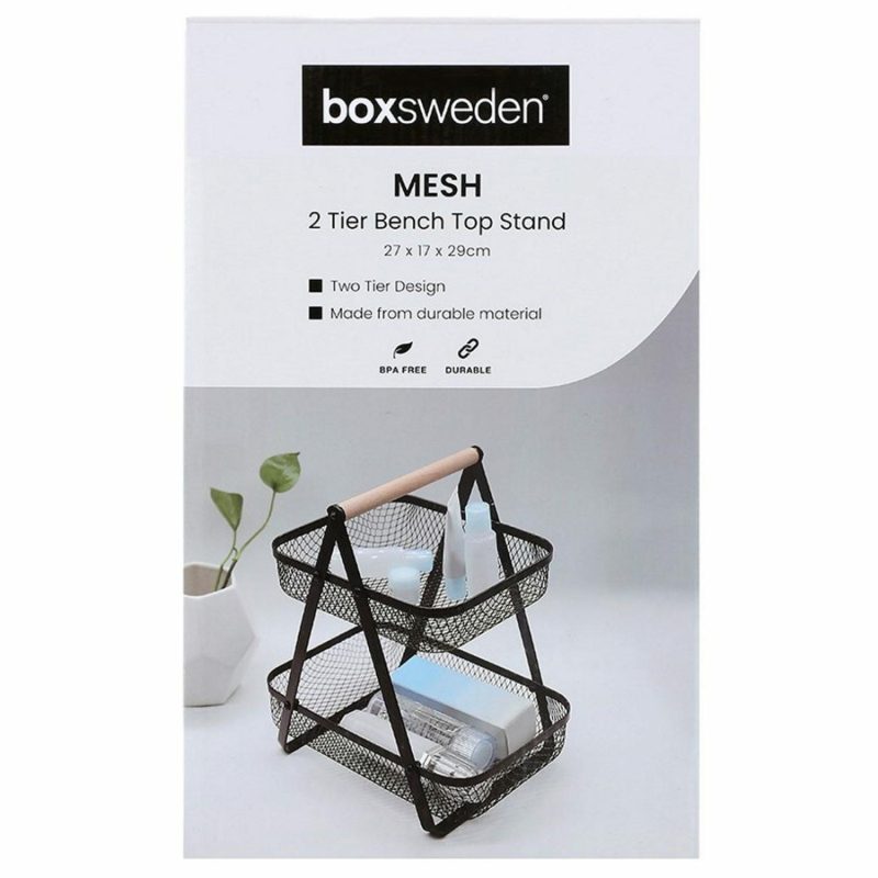 Dessert & Grazing Tables | Boxsweden Black Mesh 2 Tier Benchtop Stand 27Cm X 17Cm X 29Cm Decor Dessert & Grazing Tables