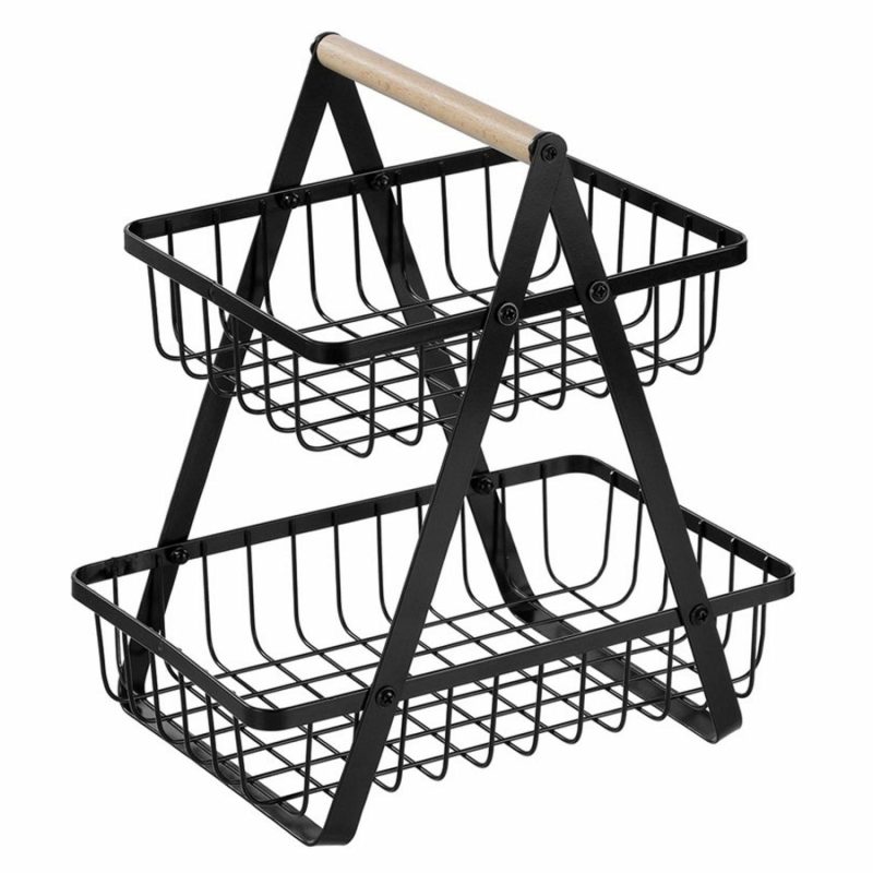 Dessert & Grazing Tables | Boxsweden Black Wire 2 Tier Benchtop Stand 27Cm X 18Cm X 29Cm Decor Dessert & Grazing Tables