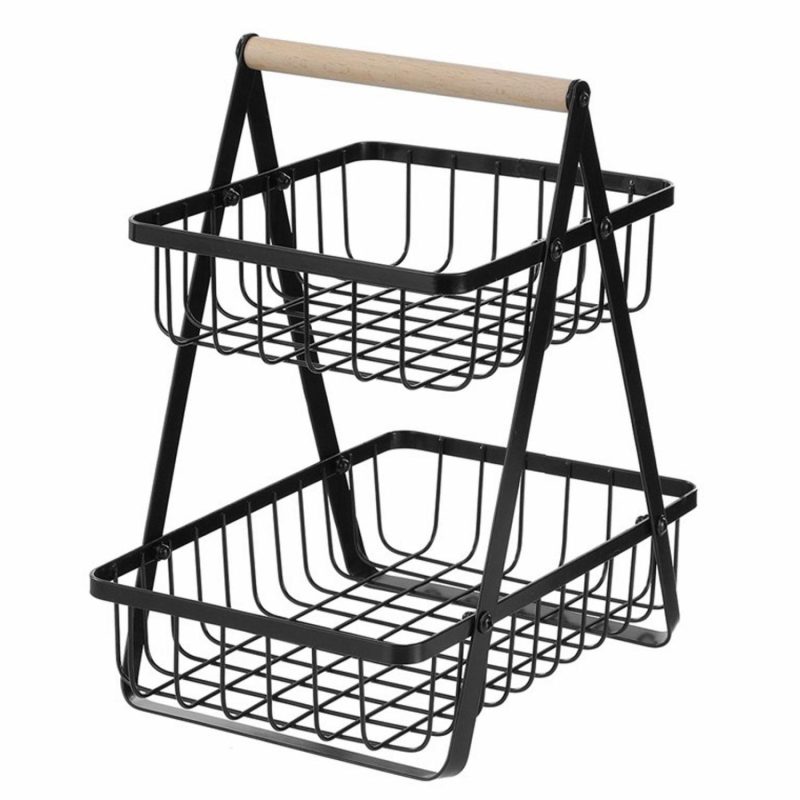 Dessert & Grazing Tables | Boxsweden Black Wire 2 Tier Benchtop Stand 27Cm X 18Cm X 29Cm Decor Dessert & Grazing Tables