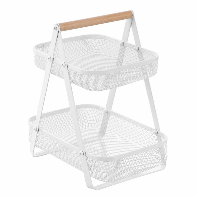 Dessert & Grazing Tables | Boxsweden White Mesh 2 Tier Benchtop Stand 27Cm X 17Cm X 29Cm Decor Dessert & Grazing Tables