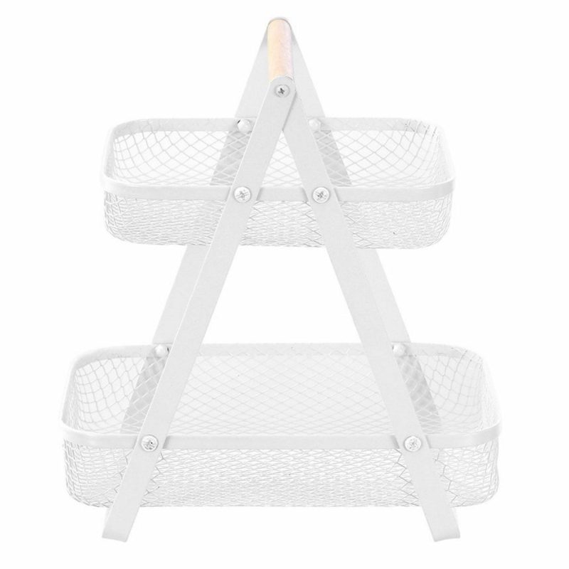 Dessert & Grazing Tables | Boxsweden White Mesh 2 Tier Benchtop Stand 27Cm X 17Cm X 29Cm Decor Dessert & Grazing Tables