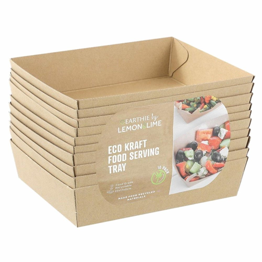 Dessert & Grazing Tables | Brown Eco Kraft Paper Trays 23Cm X 17Cm X 5Cm (Pack Of 10) Decor Dessert & Grazing Tables