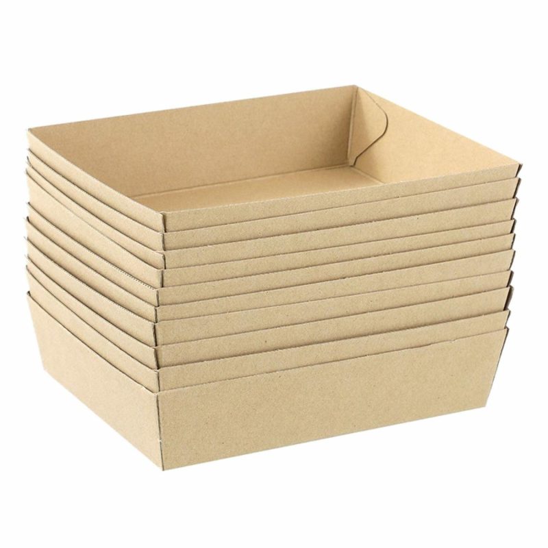 Dessert & Grazing Tables | Brown Eco Kraft Paper Trays 23Cm X 17Cm X 5Cm (Pack Of 10) Decor Dessert & Grazing Tables