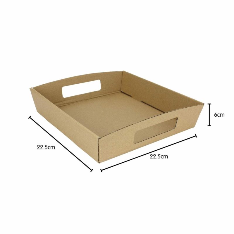 Dessert & Grazing Tables | Cardboard Grazing Tray With Handles 22.5Cm X 22.5Cm X 6Cm Decor Dessert & Grazing Tables