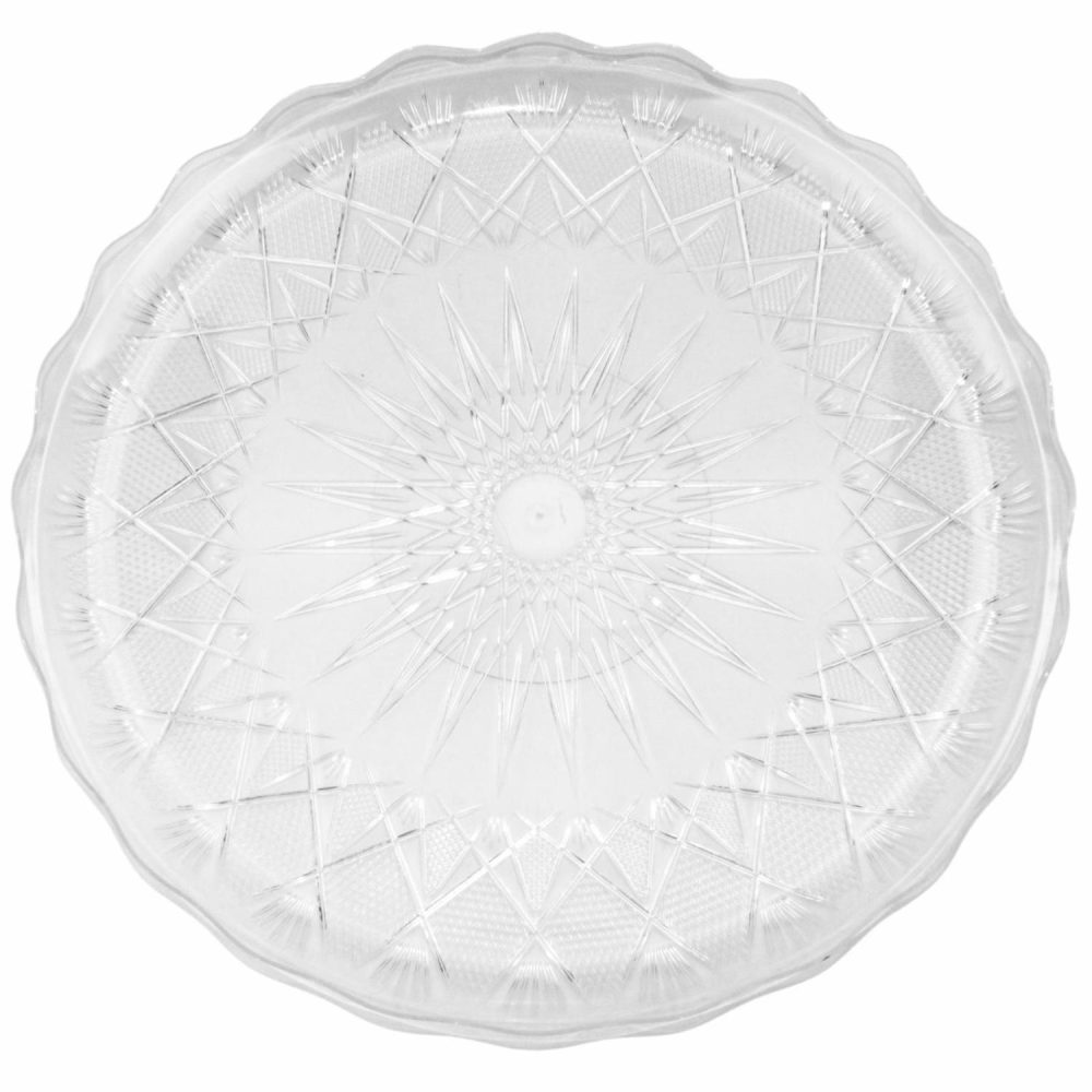 Dessert & Grazing Tables | Clear Plastic Round Diamond Tray 30.5Cm Decor Dessert & Grazing Tables