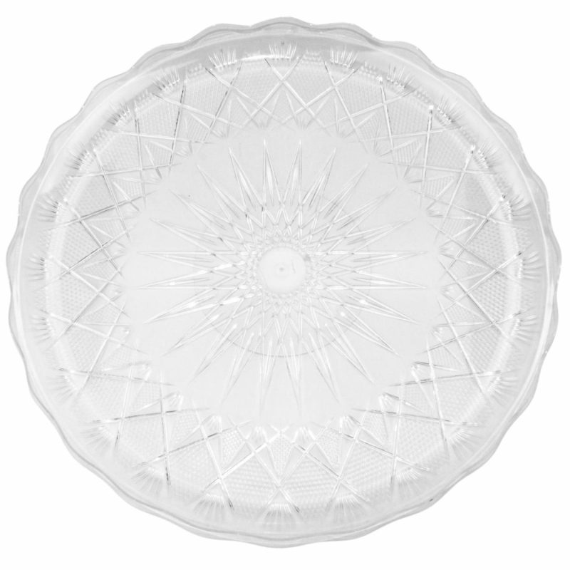 Dessert & Grazing Tables | Clear Plastic Round Diamond Tray 30.5Cm Decor Dessert & Grazing Tables