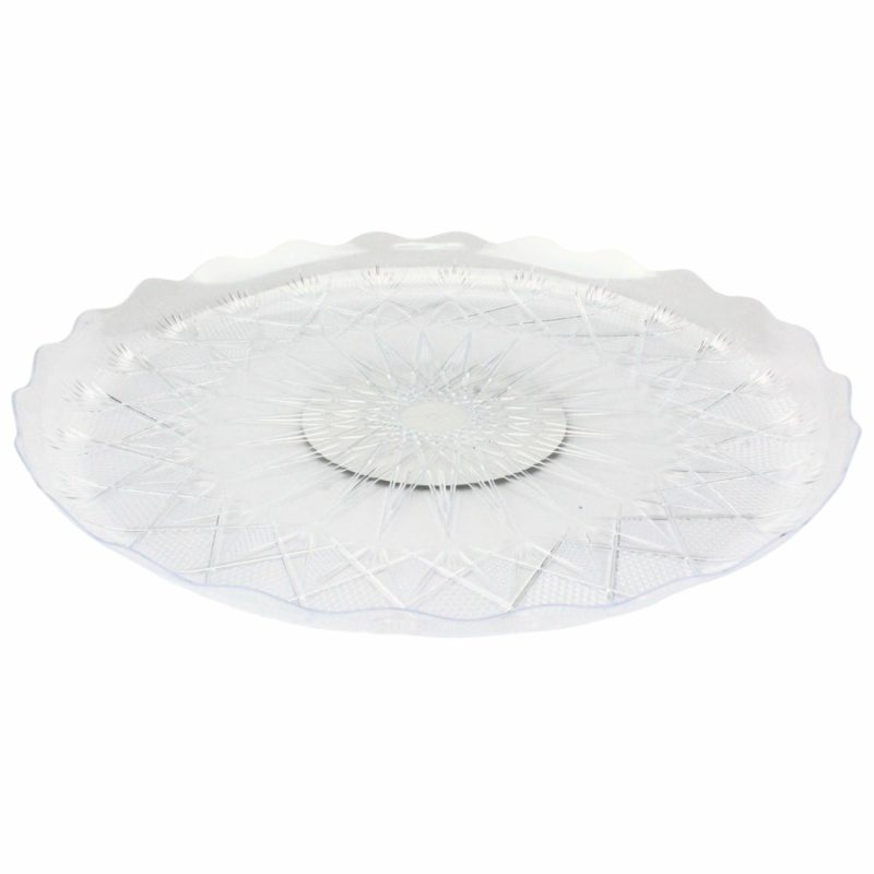 Dessert & Grazing Tables | Clear Plastic Round Diamond Tray 30.5Cm Decor Dessert & Grazing Tables