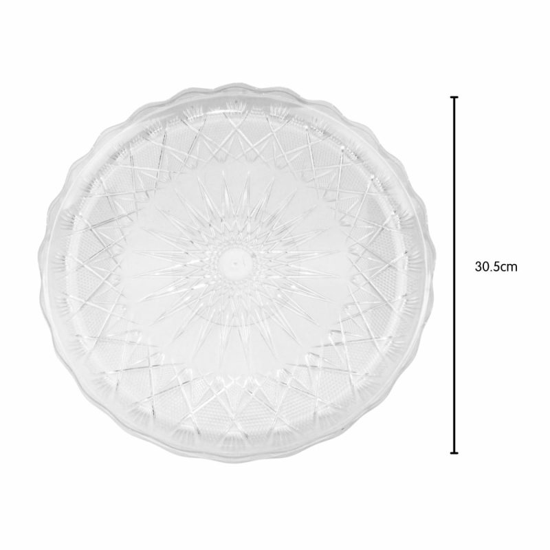 Dessert & Grazing Tables | Clear Plastic Round Diamond Tray 30.5Cm Decor Dessert & Grazing Tables