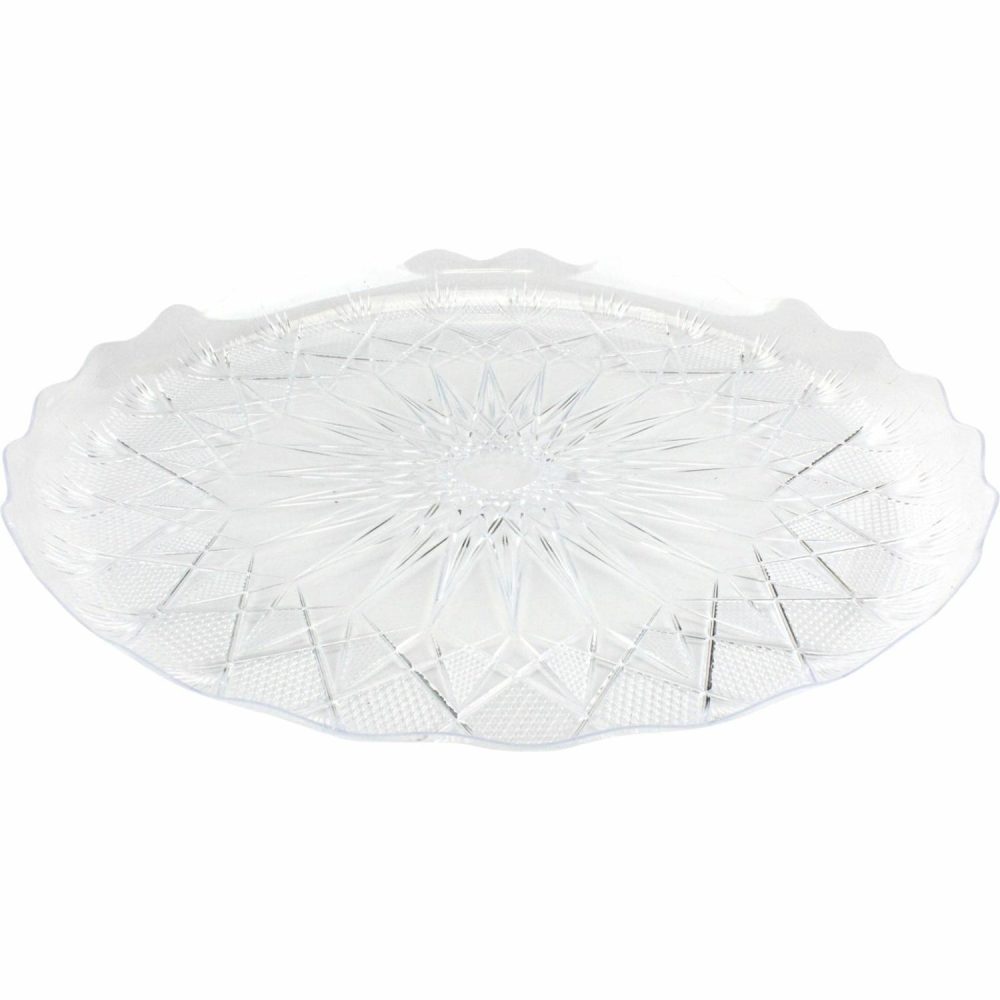 Dessert & Grazing Tables | Clear Plastic Round Diamond Tray 36.5Cm Decor Dessert & Grazing Tables