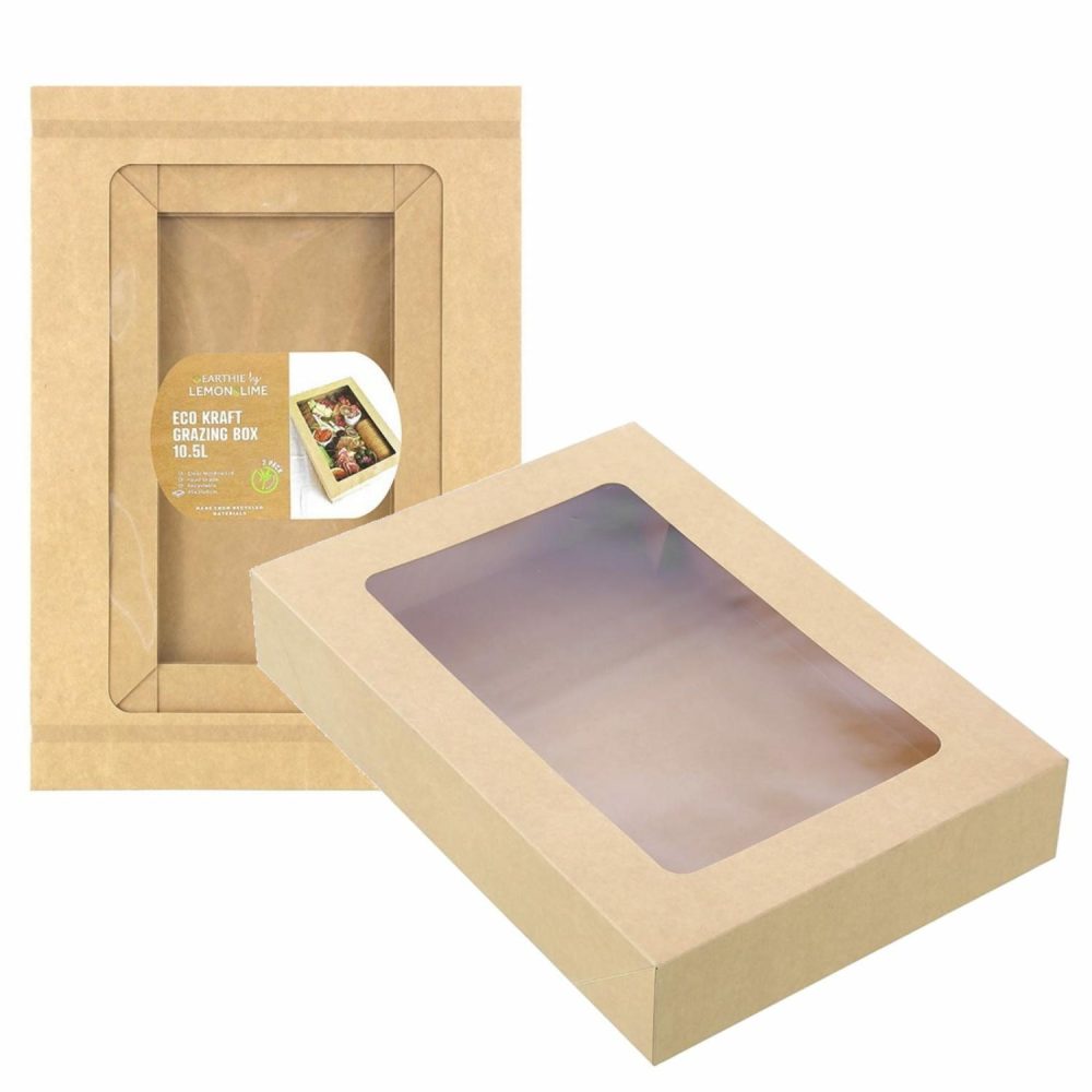 Dessert & Grazing Tables | Eco Kraft Grazing Boxes With Lids 45Cm X 31Cm X 8Cm (Pack Of 2) Decor Dessert & Grazing Tables