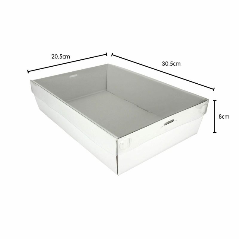 Dessert & Grazing Tables | White Grazing Box With Clear Plastic Lid 30.5Cm X 20.5Cm X 8Cm Decor Dessert & Grazing Tables