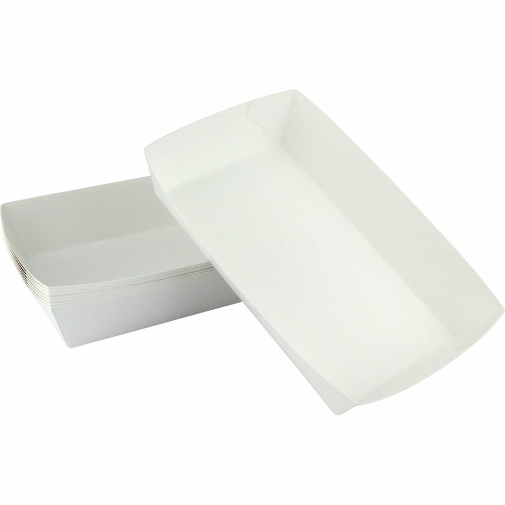 Dessert & Grazing Tables | White Paper Food Trays 21Cm X 13Cm (Pack Of 8) Decor Dessert & Grazing Tables