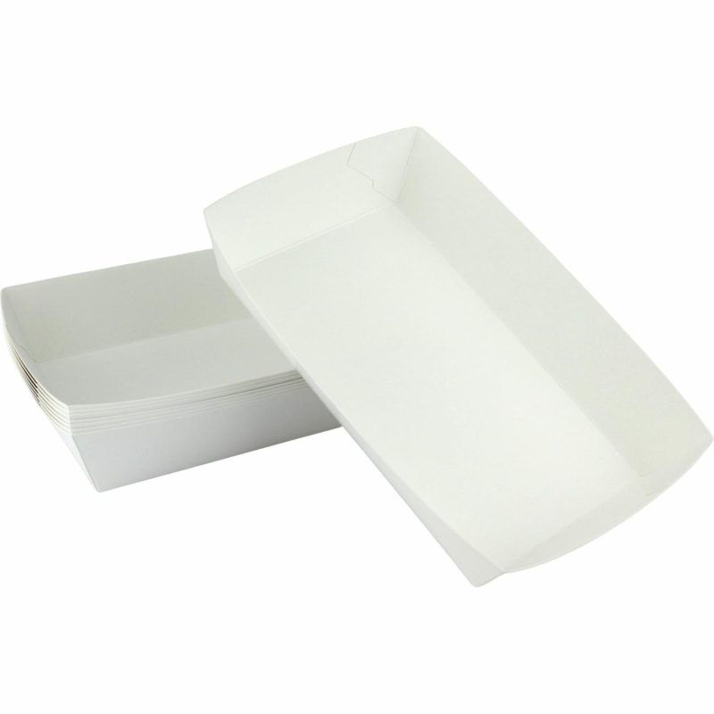 Dessert & Grazing Tables | White Paper Food Trays 21Cm X 13Cm (Pack Of 8) Decor Dessert & Grazing Tables