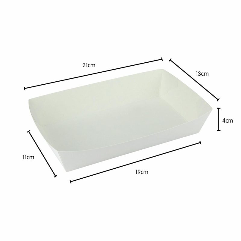 Dessert & Grazing Tables | White Paper Food Trays 21Cm X 13Cm (Pack Of 8) Decor Dessert & Grazing Tables