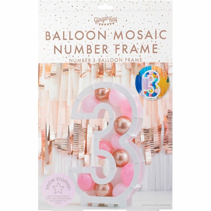 Displays & Stands | Ginger Ray Number 3 Balloon Mosaic Frame (85Cm) Decor Displays & Stands