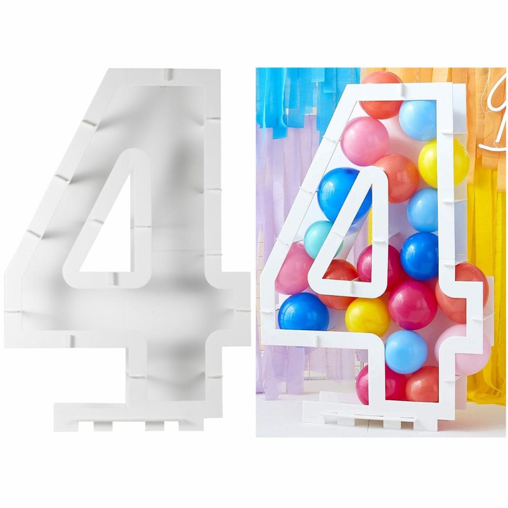 Displays & Stands | Ginger Ray Number 4 Balloon Mosaic Frame (85Cm) Decor Displays & Stands