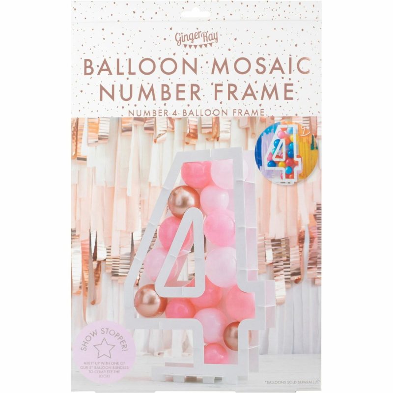 Displays & Stands | Ginger Ray Number 4 Balloon Mosaic Frame (85Cm) Decor Displays & Stands