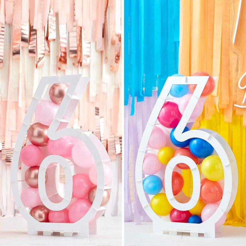 Displays & Stands | Ginger Ray Number 6 Balloon Mosaic Frame (85Cm) Decor Displays & Stands