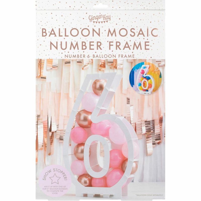 Displays & Stands | Ginger Ray Number 6 Balloon Mosaic Frame (85Cm) Decor Displays & Stands