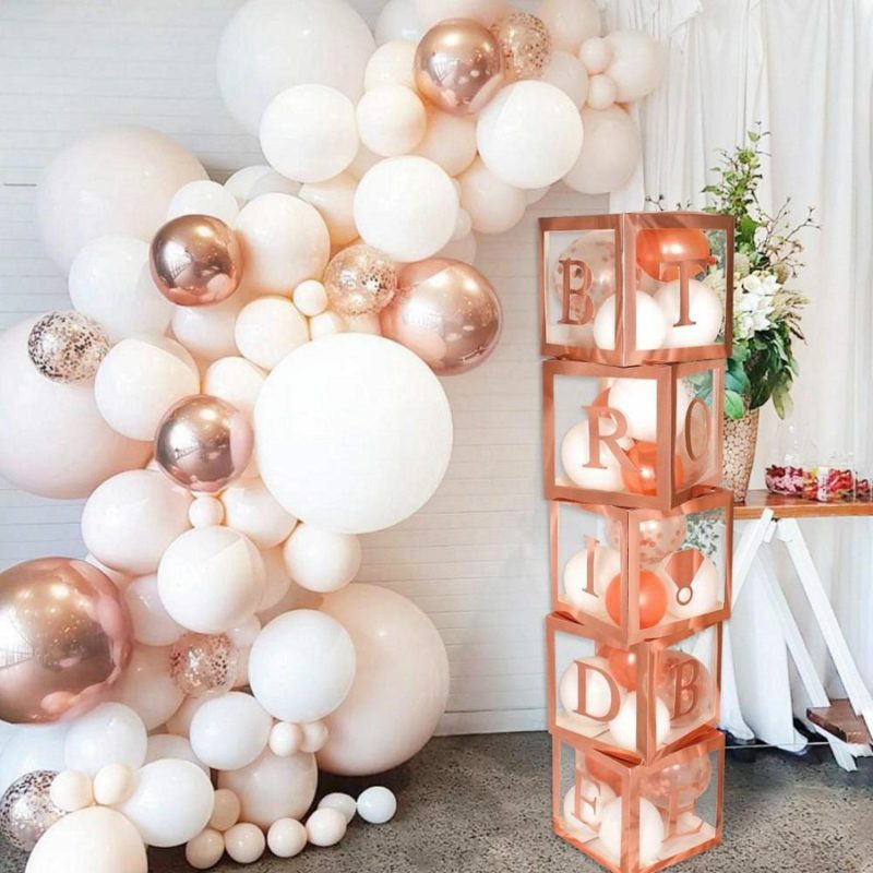 Displays & Stands | Rose Gold Balloon Box (30Cm) Decor Displays & Stands