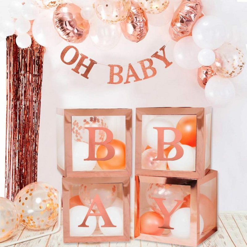 Displays & Stands | Rose Gold Balloon Box (30Cm) Decor Displays & Stands