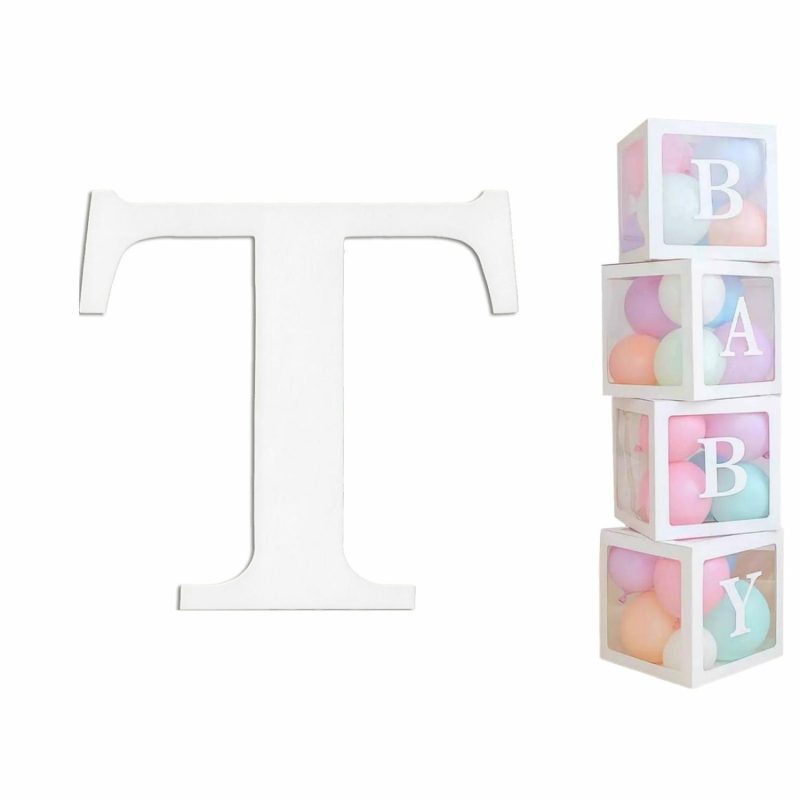 Displays & Stands | White Cardboard Letter T (Pack Of 2) Decor Displays & Stands