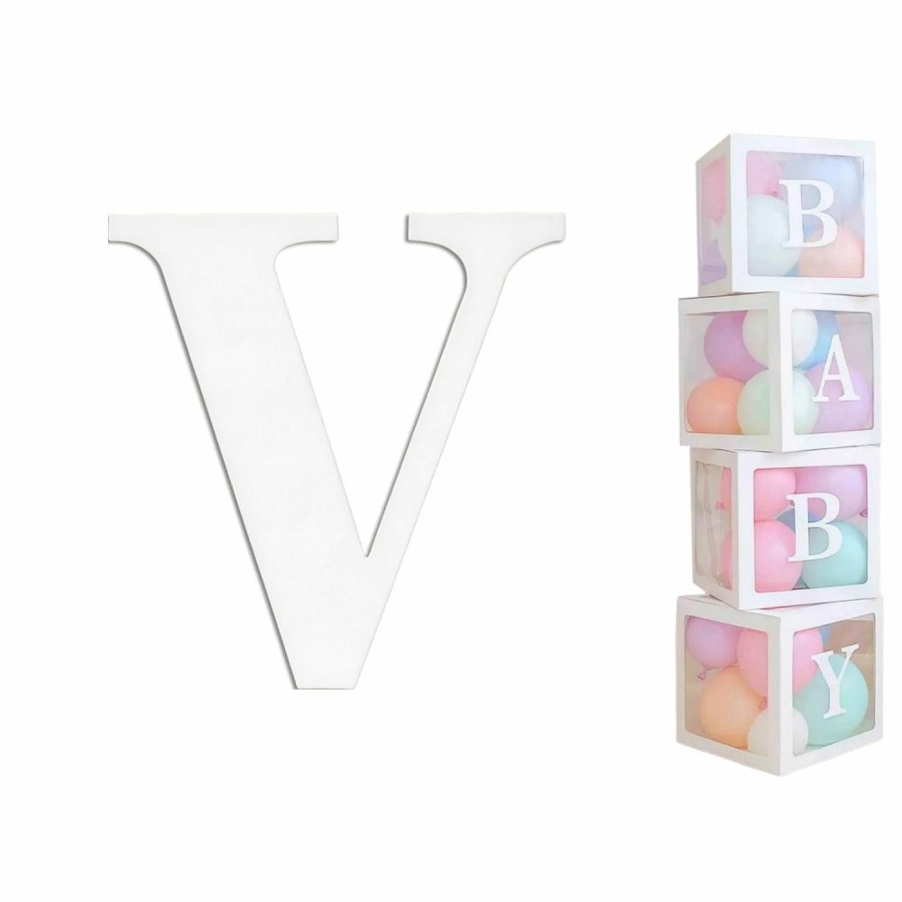 Displays & Stands | White Cardboard Letter V (Pack Of 2) Decor Displays & Stands