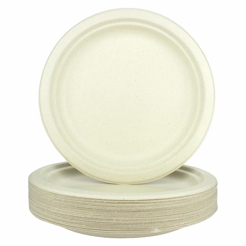 Eco-Friendly Partyware | Biodegradable Natural Sugarcane Large Plates 23Cm (Pack Of 36) Decor Eco-Friendly Partyware