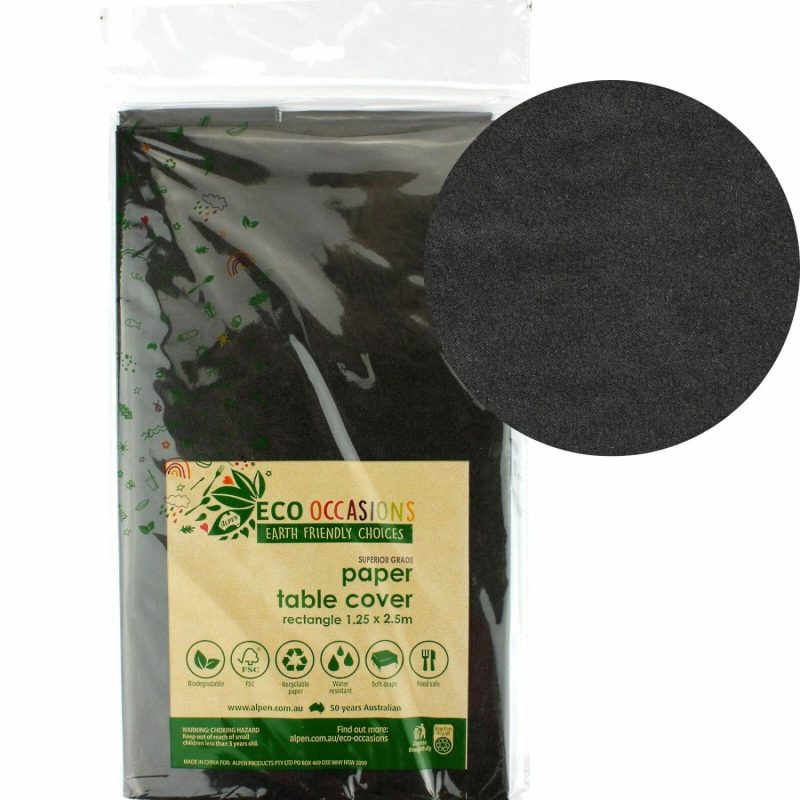 Eco-Friendly Partyware | Black Eco Biodegradable Paper Tablecloth Decor Eco-Friendly Partyware