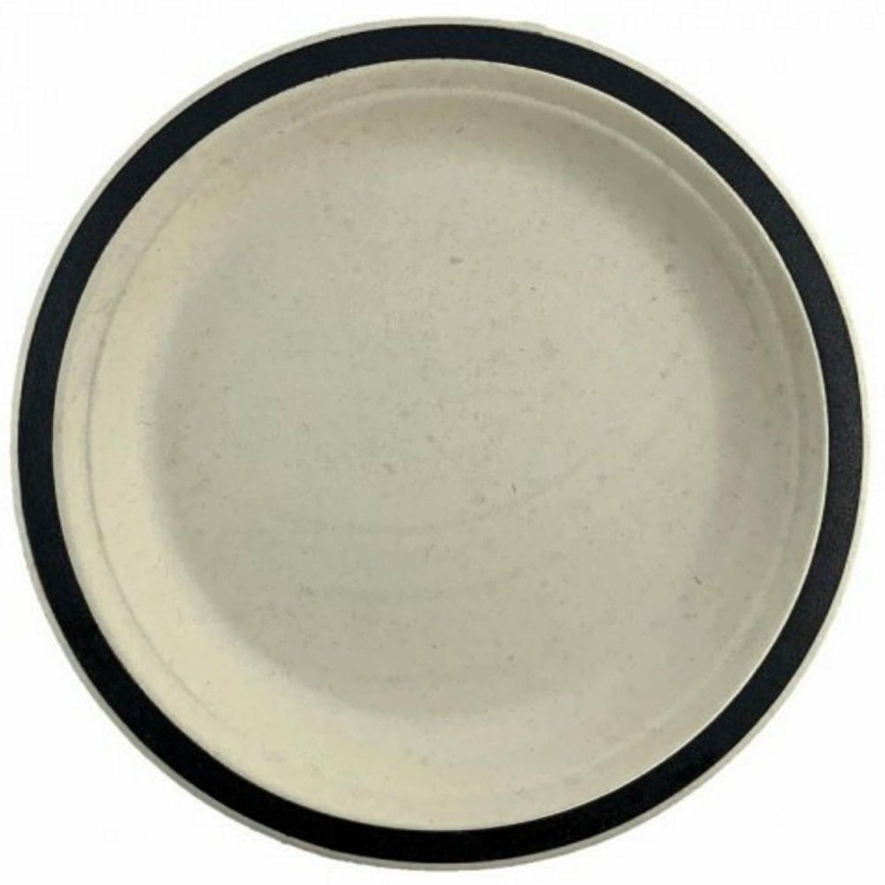 Eco-Friendly Partyware | Black Rim Sugar Cane Large Plates (Pack Of 10) Decor Eco-Friendly Partyware