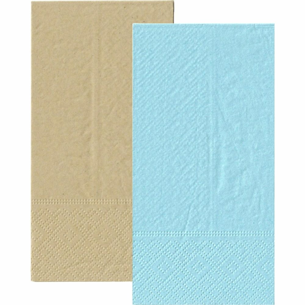 Eco-Friendly Partyware | Classic Light Blue And Eco Brown Napkins / Serviettes 1 / 8 Gt Fold (Pack Of 20) Decor Eco-Friendly Partyware