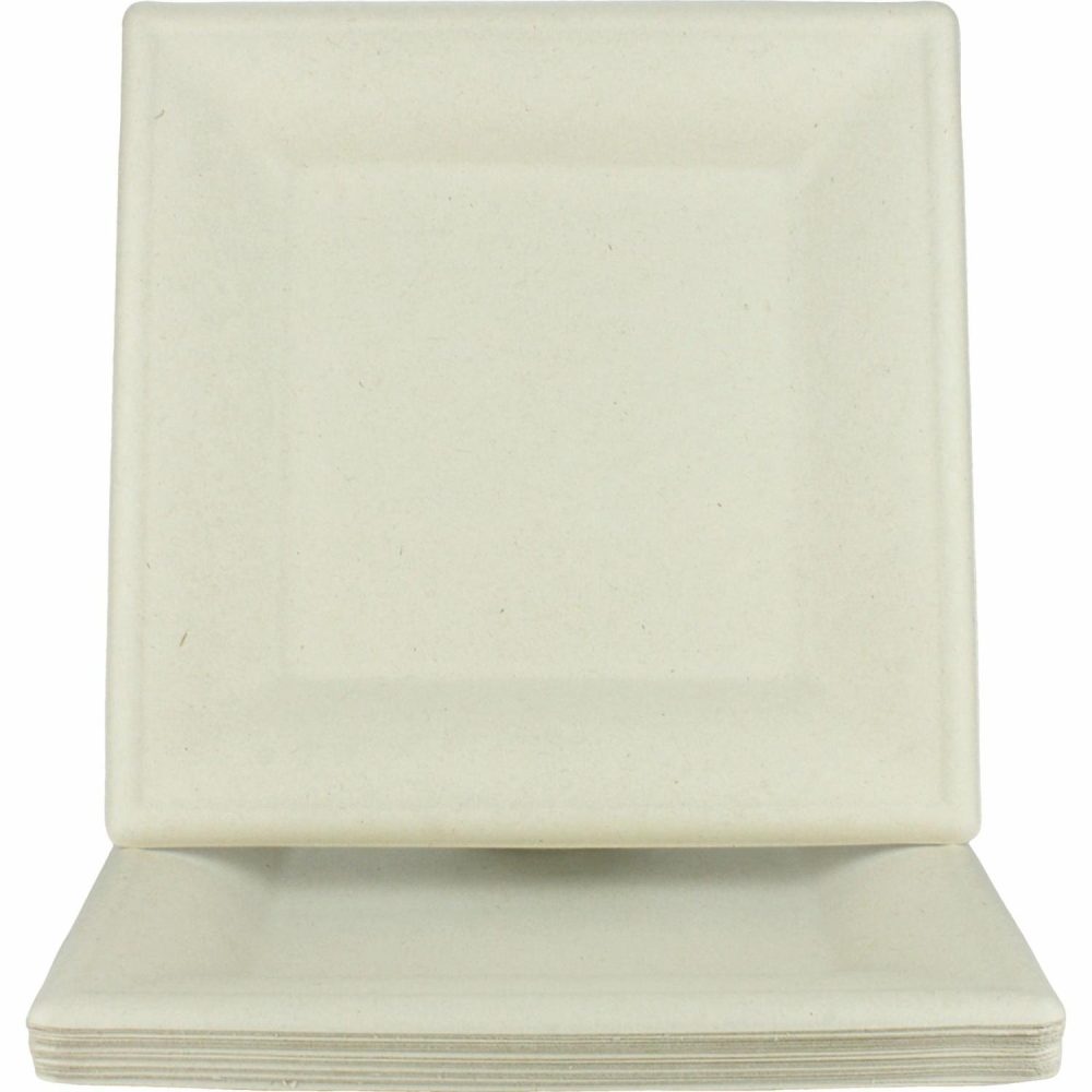 Eco-Friendly Partyware | Eco Biodegradable Large Square Plates (Pack Of 20) Decor Eco-Friendly Partyware