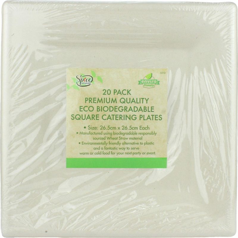 Eco-Friendly Partyware | Eco Biodegradable Large Square Plates (Pack Of 20) Decor Eco-Friendly Partyware