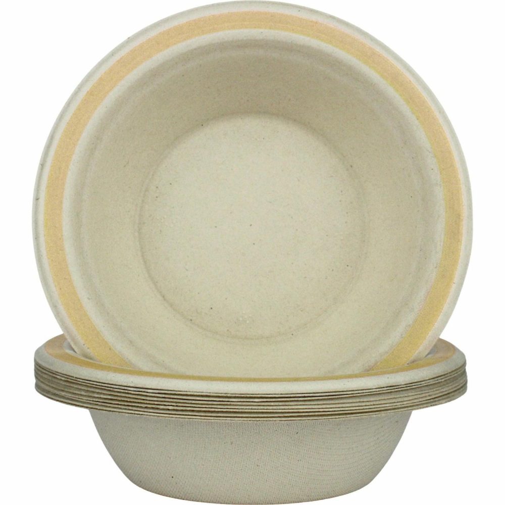 Eco-Friendly Partyware | Gold Rim Sugar Cane Bowls (Pack Of 10) Decor Eco-Friendly Partyware