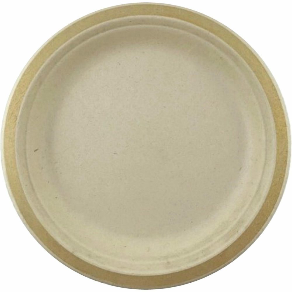 Eco-Friendly Partyware | Gold Rim Sugar Cane Large Plates (Pack Of 10) Decor Eco-Friendly Partyware