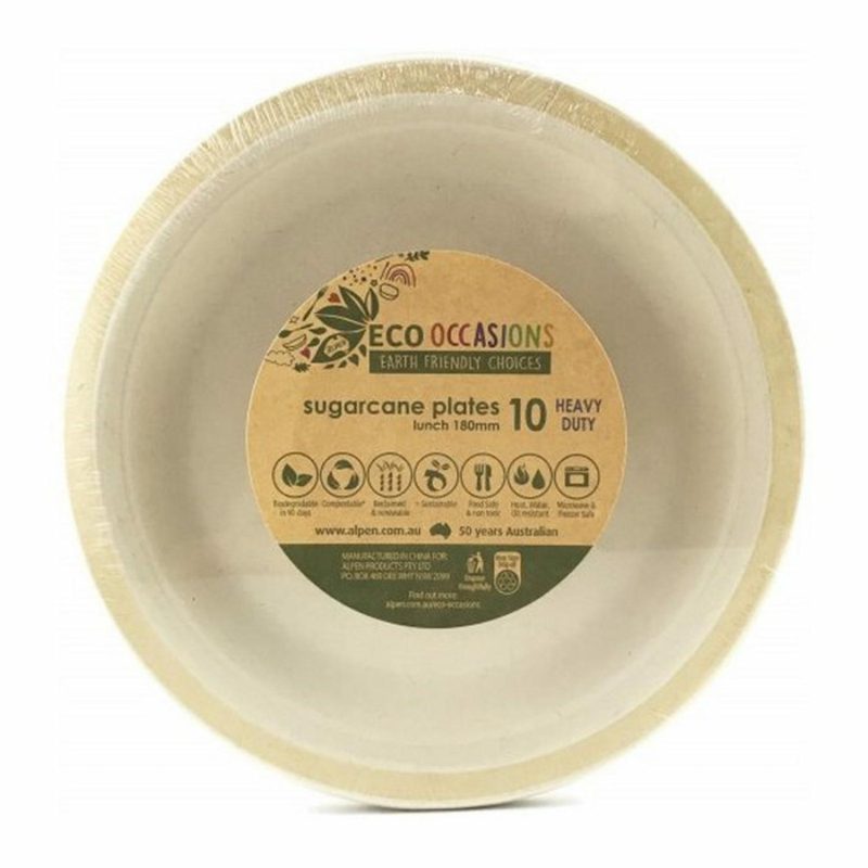 Eco-Friendly Partyware | Gold Rim Sugar Cane Small Plates (Pack Of 10) Decor Eco-Friendly Partyware